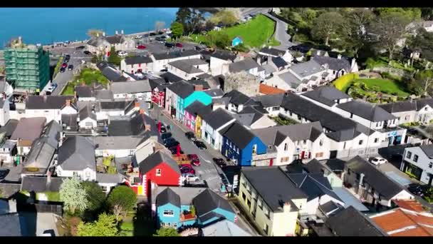 Aerial Video Carlingford Village County Louth Ireland — Stockvideo