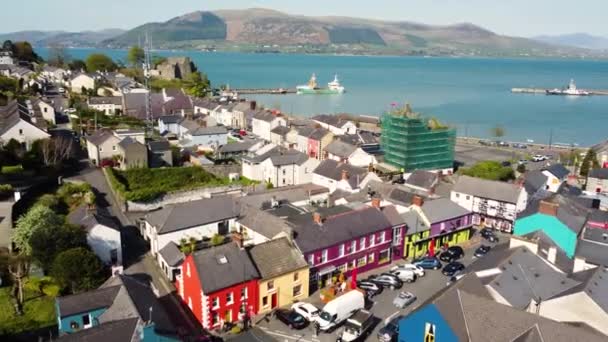 Aerial Video Carlingford Village County Louth Ireland — стокове відео