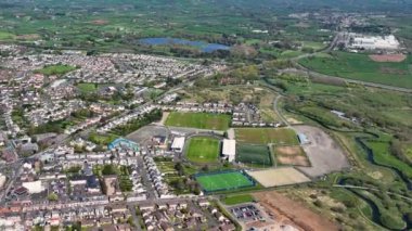 Aerial Video of Ballymena United Football Showgrounds Co Antrim Northern Ireland 