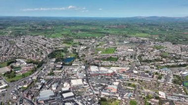 Aerial Video of Industrial and residential buildings in Ballymena Co Antrim Northern Ireland