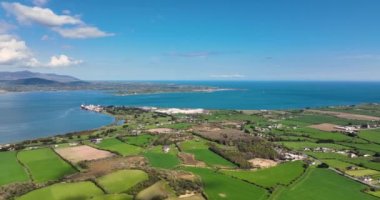 Aerial video of Greenore Carlingford Lough Louth Irish Sea Ireland