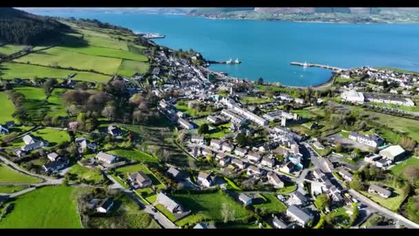 Aerial Video Carlingford Village County Louth Ireland — Stockvideo