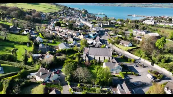 Aerial Video Carlingford Village County Louth Ireland — Vídeos de Stock