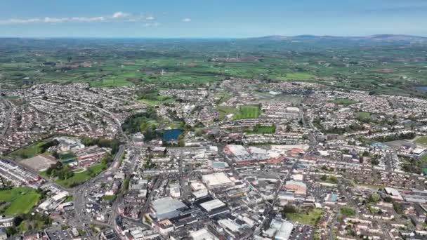 Aerial Video Industrial Residential Buildings Ballymena Antrim Northern Ireland — Stock videók