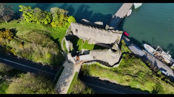 Aerial Video King John Castle Carlingford Lough County Louth Ireland — Stockvideo