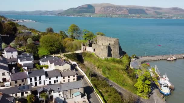 Aerial Video King John Castle Carlingford Lough County Louth Ireland — Stock Video