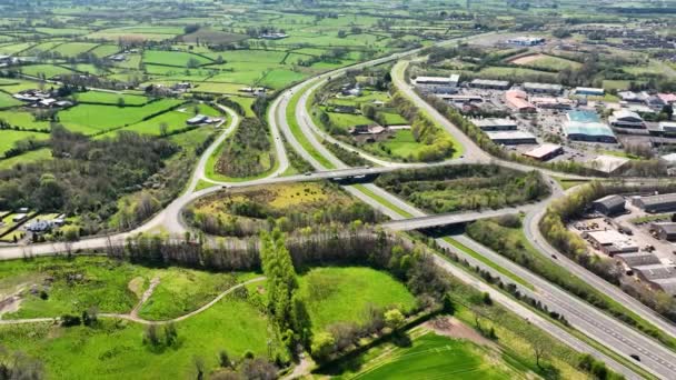 Aerial Video Larne Road Roundabout Ballymena Antrim Northern Ireland — 图库视频影像