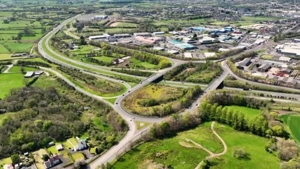 Aerial Video Larne Road Roundabout Ballymena Antrim Northern Ireland — 비디오