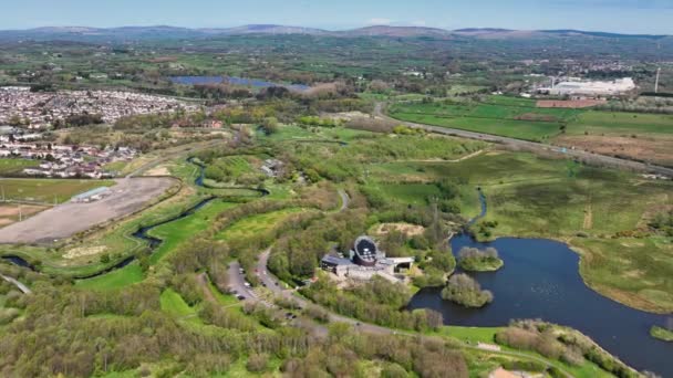 Aerial Video Ecos Nature Park Visitor Conference Centre Ballymena Antrim — Vídeo de Stock
