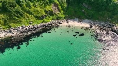 Aerial Video of Murlough Bay and Fair Head Co Antrim Northern Ireland