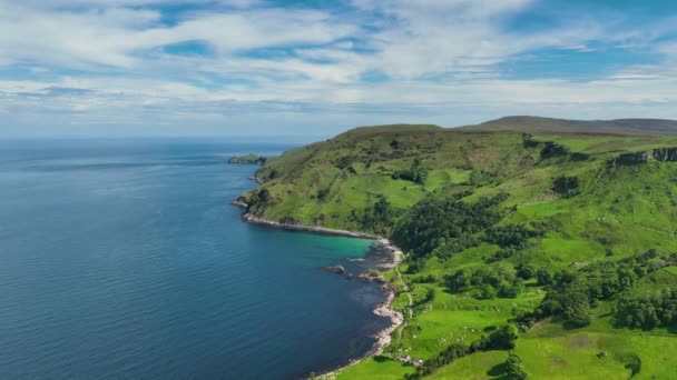 Aerial Video Murlough Bay Fair Head Antrim Northern Ireland — Vídeo de stock