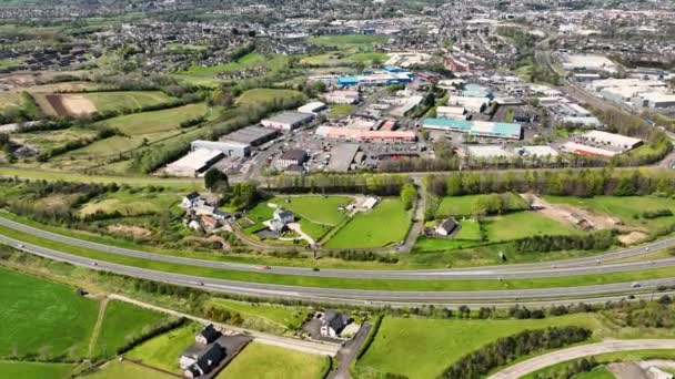 Aerial Video Pennybridge Industrial Estate Ballymena Antrim Northern Ireland — Stockvideo