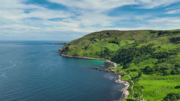 Aerial Video Murlough Bay Fair Head Antrim Northern Ireland — Video