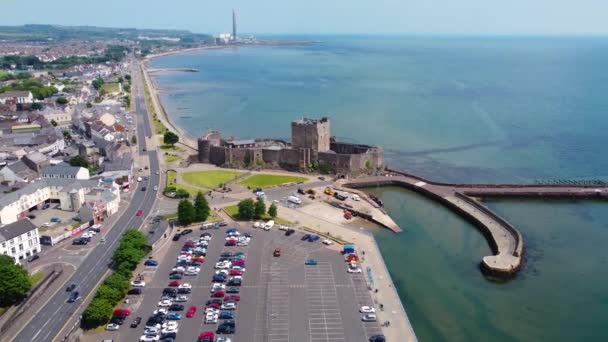 Carrickfergus Castle Antrim Coastline Northern Ireland — Stockvideo