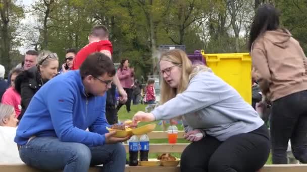 Crowds Enjoying Shanes Castle May Day Steam Rally Estate Antrim — Stok video