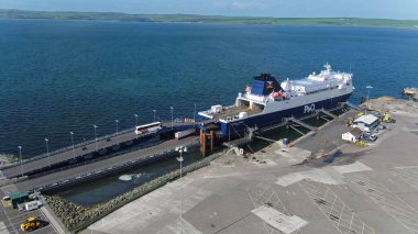 Cairnryan Limanı İskoçya P & O Araç Feribotu 6 Aralık 2020 'de İrlanda' nın Larne kentine gidecek.
