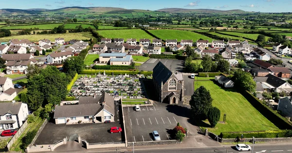 Aerial view of Sacred Heart Church Cloughmills Village Ballymena Co Antrim Northern Ireland