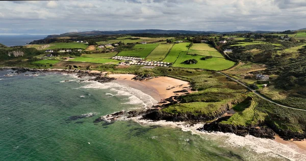 Culdaff Sandy Sahili Havacılık Fotoğrafı Donegal Sahili Rlanda — Stok fotoğraf