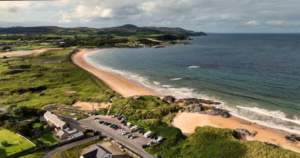 Foto Aérea Culdaff Sandy Beach Strand Costa Donegal Irlanda — Foto de Stock