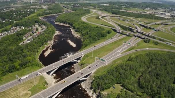 Highway Levis Quebec City Canada Drone — Wideo stockowe