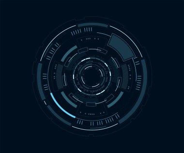 Dairesel gövde elementi. Gelecekçi teknoloji hologramı hedef alıyor. UI dokunmatik ekran kullanıcı arayüzü veya vr ve video oyunları.