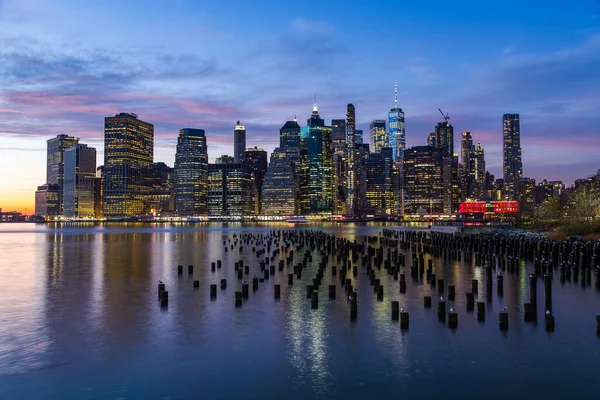 Horizonte Ciudad Nueva York Atardecer Imágenes de stock libres de derechos