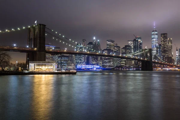 夜のニューヨークのスカイライン ロイヤリティフリーのストック画像