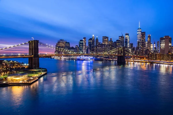 New York City Panorama Při Západu Slunce Stock Snímky