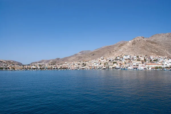 Kalymnos Island Greece Seascape Pothia Port Handsome City Elegant Buildings Stock Image