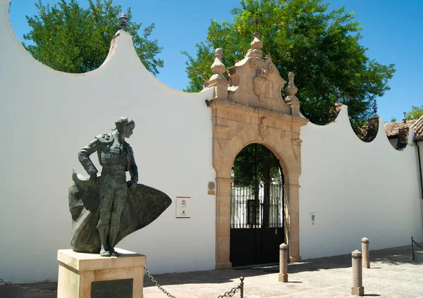 Испания Ронда Историческое Кольцо Быка Статуя Матадор Элегантная Скульптура Этого — стоковое фото