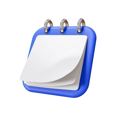3d rendering of a blue calendar with a white background