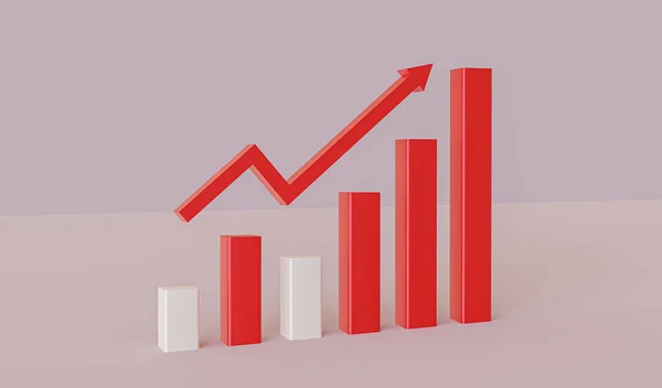 Bir grafik şeklinde büyüyen oklu kırmızı iş grafiği