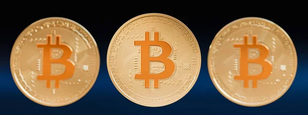 Bitcoin Şifreleme Altın BTC koyu arkaplan, Flue, Blokzincir teknolojisi, 3D illüstrasyon
