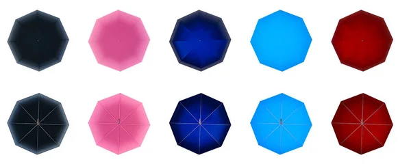 Beyaz Arka Plan Üzerinde Izole Renkli Şemsiye Set — Stok fotoğraf