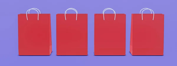 Einkaufstüten Aus Papier Auf Blauem Hintergrund Illustration — Stockfoto