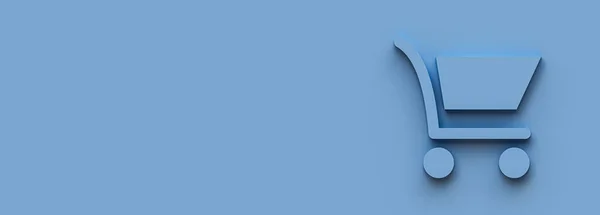 Изометрический Картон Покупок Сумкой Корзиной Синем Фоне Иллюстрация — стоковое фото