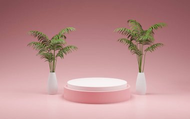 Güzel yeşil bir bitkiyle beyaz bir arkaplanın 3D görüntüsü