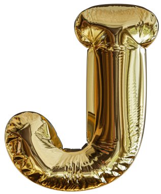 Altın renkli balon harfi J 3d render.