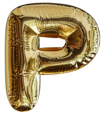 Altın renkli balon harfi P 3d oluşturucu.