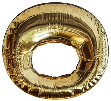 Altın renkli balon harfi O 3d rendeleme.