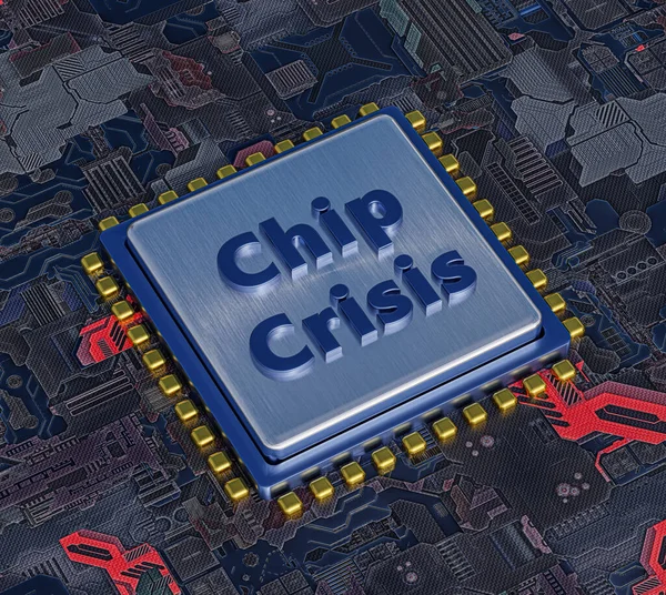 Chip crisis, chip shortage. computer and car chips are gone. 3d illustration, 3d render.