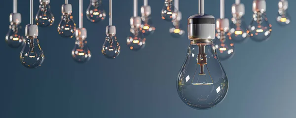 Light bulbs and ideas,power saving background, 3D illustration.