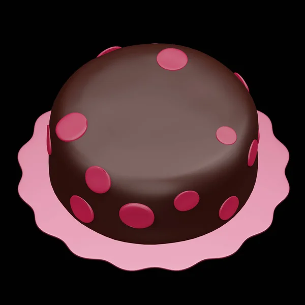 Chocolate Cake Text Happy Birthday Pink Background Rendering Illustration — Foto de Stock