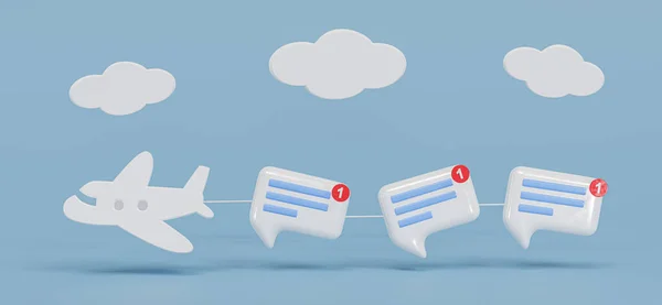 Bolhas Fala Voando Com Avião Bonito Caixa Conversa Caixa Bate — Fotografia de Stock