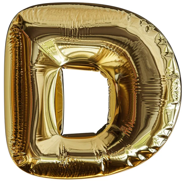 金色气球字母D3D渲染 — 图库照片