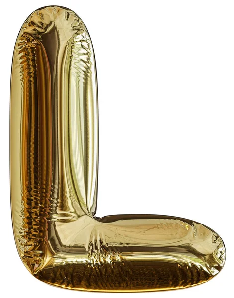 Altın renkli balon harfi L 3d render.