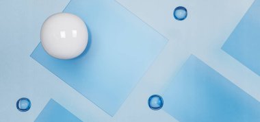 Yumuşak mavi soyut geometrik arkaplan. 3D tasarım şablonu 3D illüstrasyon için 3D mavi kare minimal bileşimi oluşturuluyor.