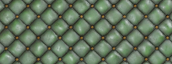 Green eather texture sofa background. 3d illustration.