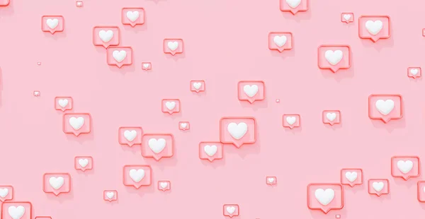 Pembe arka planda kalp simgesi gibi pembe. Neon benzeri bir sembol. 3d hazırlayıcı