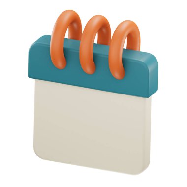 Daily calendar plan icon, blank calendar page isolated, 3D render, 3d illustration.
